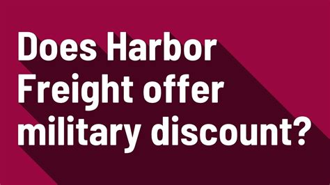 Does harbor freight offer military discount - Jul 19, 2023 · This can include a military ID, a veterans ID, or a DD214. The discount can only be applied at the time of purchase, and cannot be combined with other offers or coupons. Veterans Discounts. Harbor Freight does not offer a specific veterans discount, but they do offer a military discount. 
